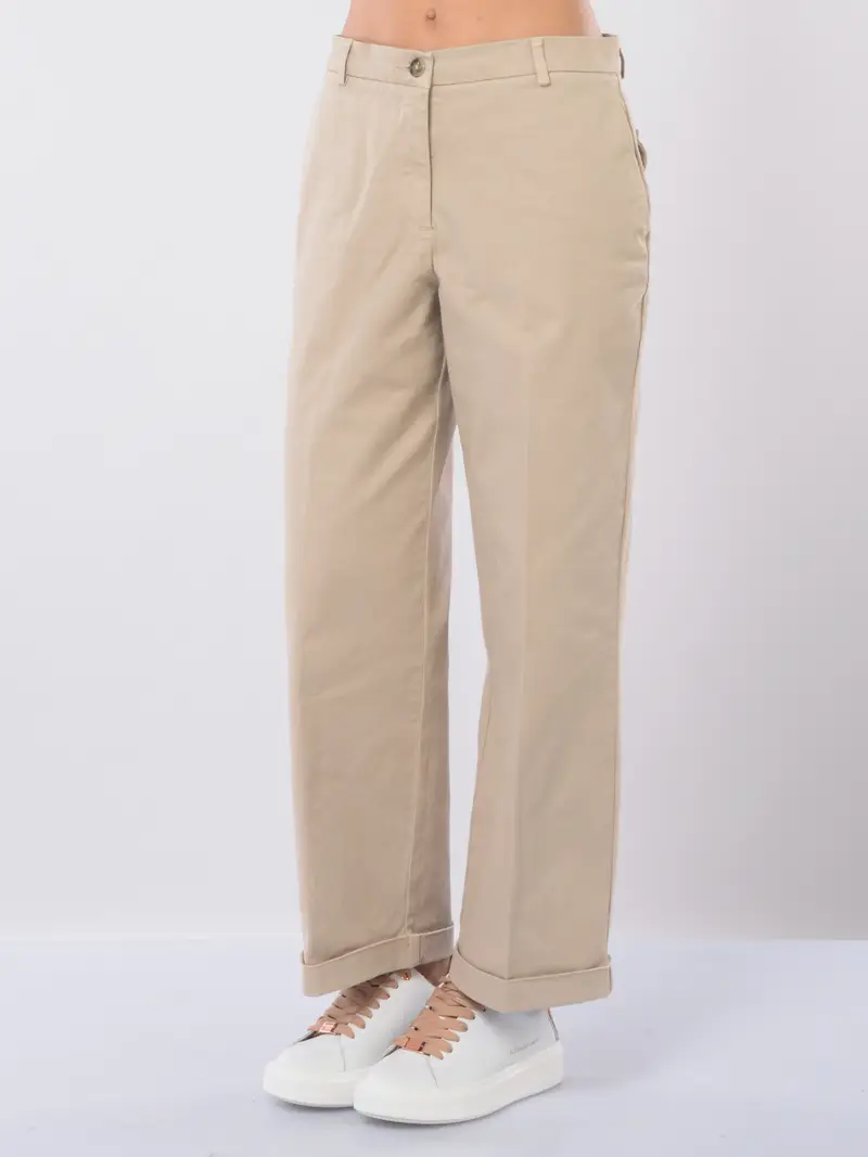 pantalone da donna Seventy cropped in bull di cotone Grigio