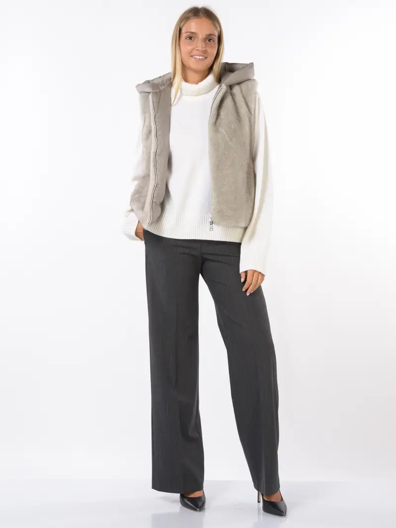 pantalone da donna Seventy gessato ampio Grigio miniatura 2