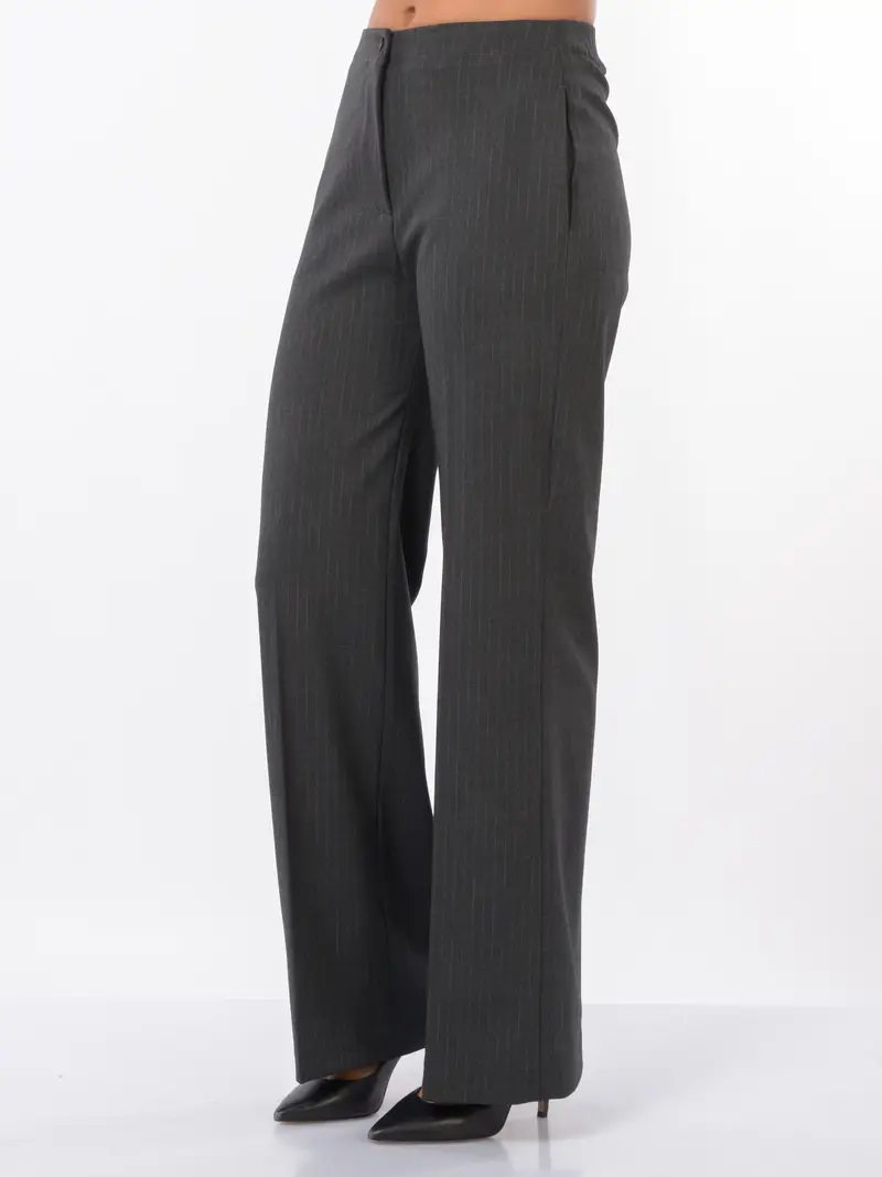 pantalone da donna Seventy gessato ampio Grigio