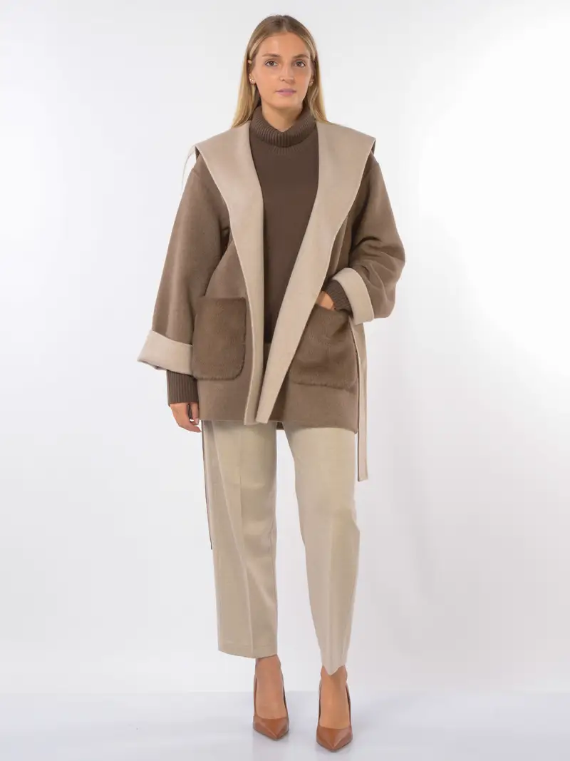 pantalone da donna Seventy in lana con elastico BEIGE miniatura 2