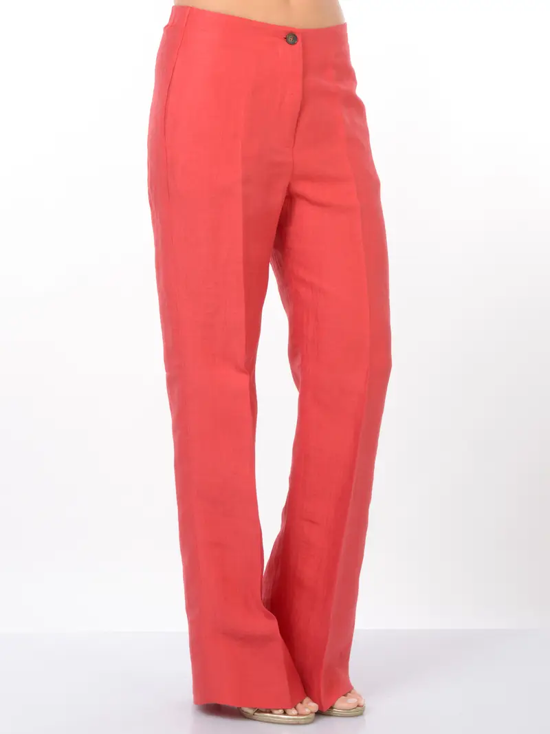 pantalone da donna Seventy modello ampio in lino Rosso