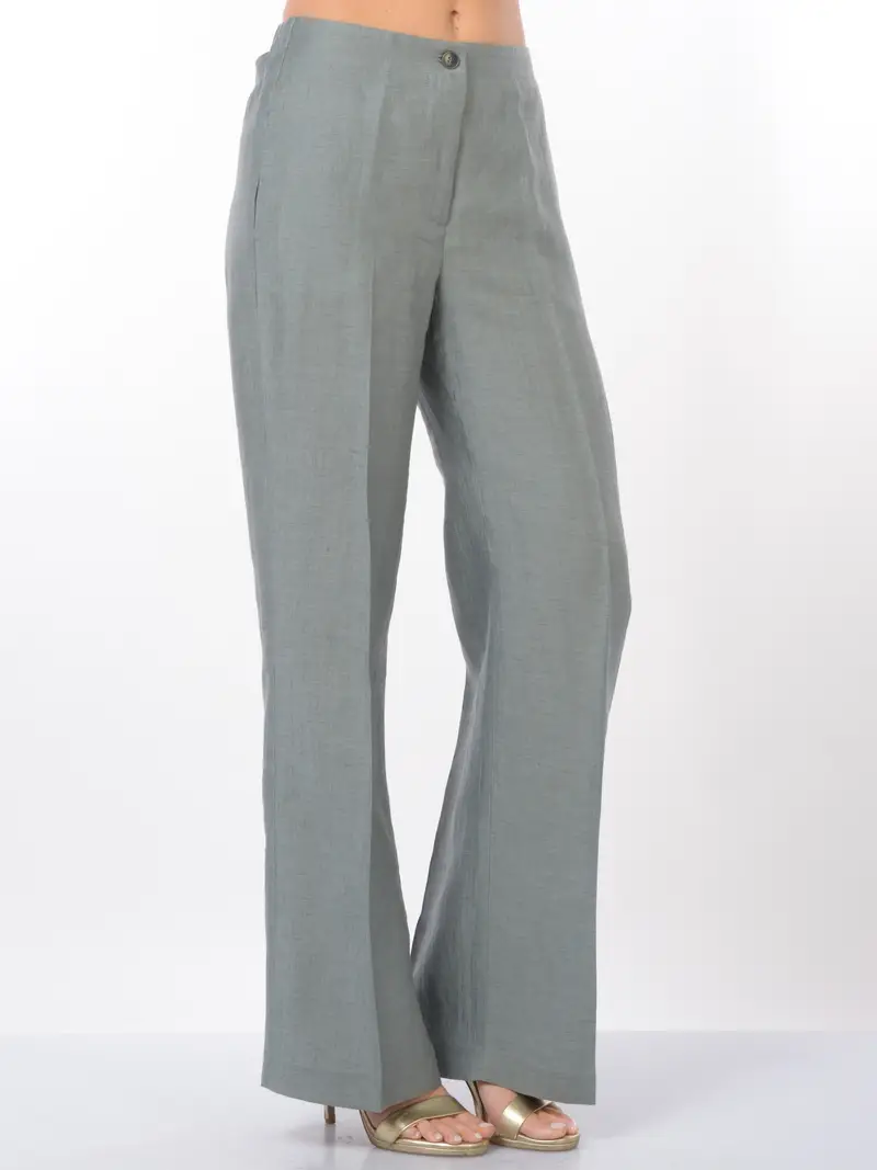 pantalone da donna Seventy modello ampio in lino Verde