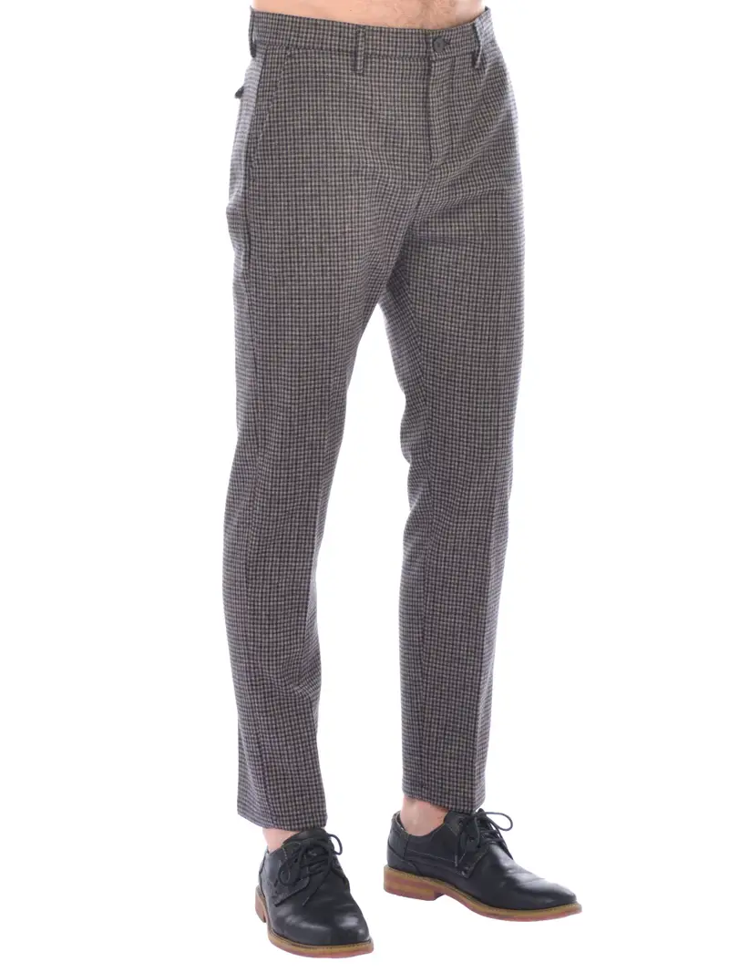 pantalone da uomo Seventy in lana pied de poul MARRON