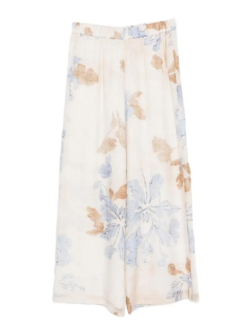 Pantaloni con stampa floreale Beige