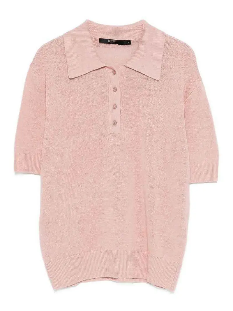 Polo a maniche corte in misto lino-cotone Color Carne E Neutri