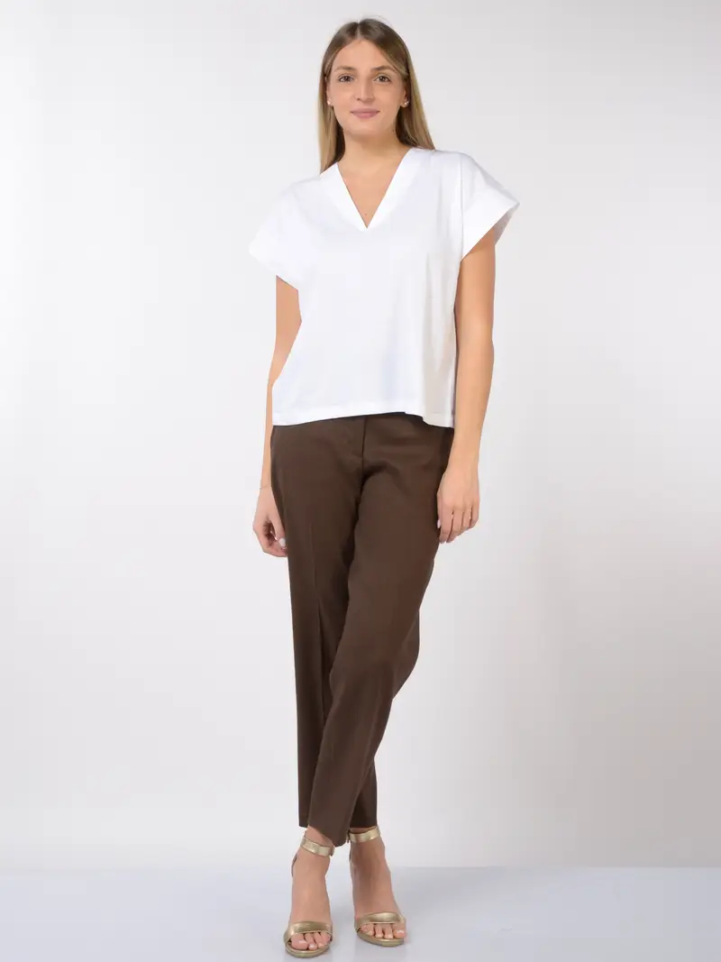 t-Shirt da donna Seventy boxy con scollo a V Bianco miniatura 2