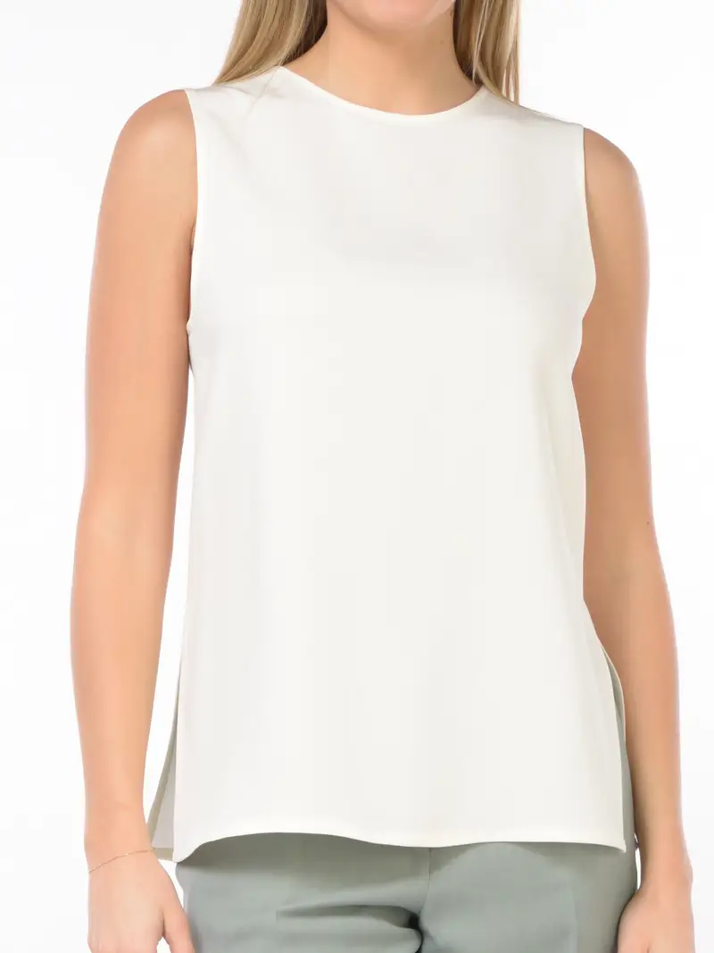 top da donna Seventy in tessuto tecnico con spacchi BEIGE