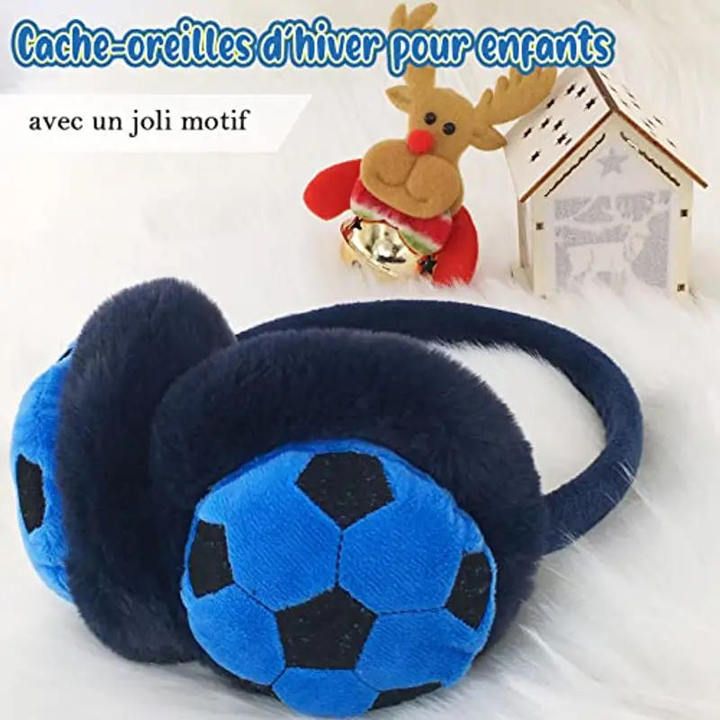 SEYUFN Paraorecchie invernale per bambini con imbottitura in morbido peluche per orecchie e ragazze a maglia per le miniatura 3