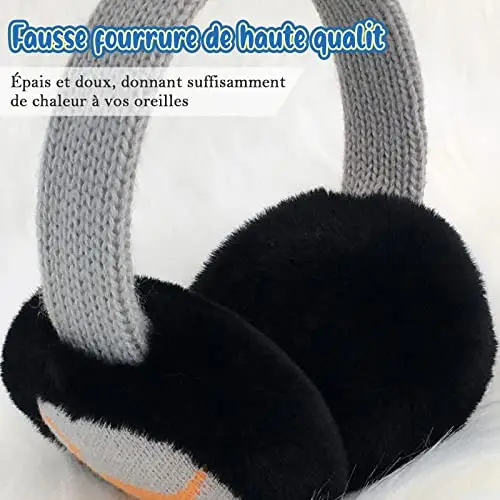 SEYUFN Paraorecchie invernale per bambini con imbottitura in morbido peluche per orecchie e ragazze a maglia per le miniatura 2