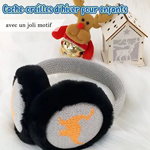 SEYUFN Paraorecchie invernale per bambini con imbottitura in morbido peluche per orecchie e ragazze a maglia per le miniatura 3