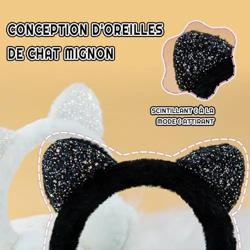 SEYUFN Paraorecchie per ragazze, scaldabagni morbidi in peluche per bambini, copriorecchie regolabili, graziosi miniatura 3