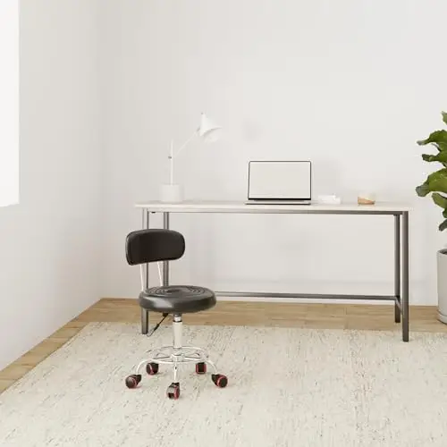 Sgabello da ufficio, sgabello professionale con rotelle con schienale girevole a 360°, sedia a rotelle, altezza miniatura 2
