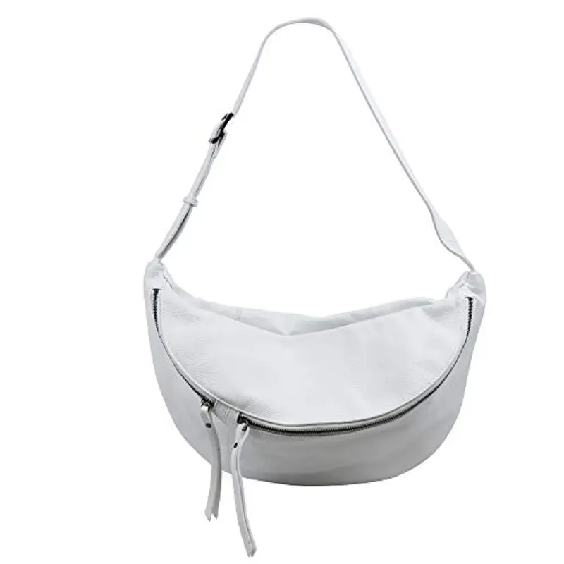 SH Leder Daniela G768 - Borsa da donna unisex in vera pelle, 49 x 28 cm, bianco, Grande miniatura 2