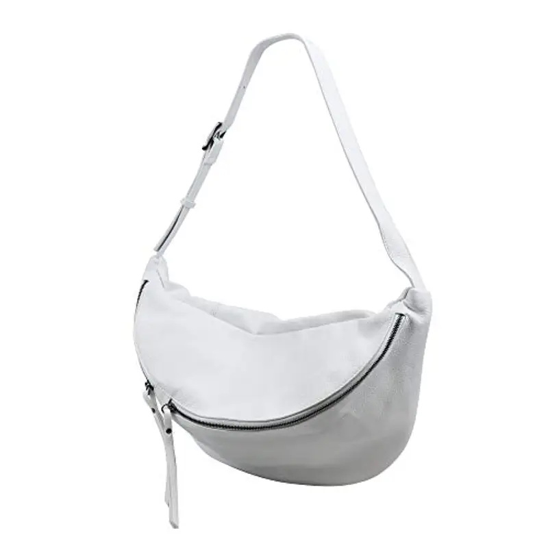 SH Leder Daniela G768 - Borsa da donna unisex in vera pelle, 49 x 28 cm, bianco, Grande miniatura 3