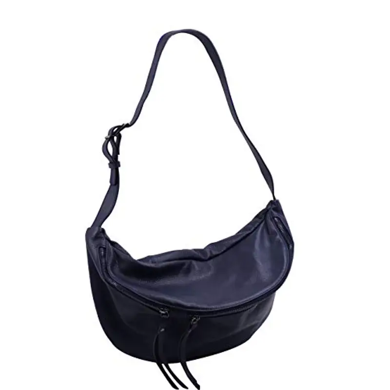 SH Leder Daniela G768 - Borsa da donna unisex in vera pelle, 49 x 28 cm, Blu scuro, Grande miniatura 3