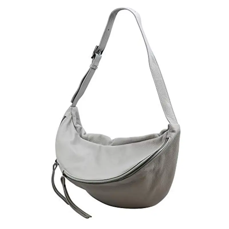 SH Leder Daniela G768 - Borsa da donna unisex in vera pelle, 49 x 28 cm, grigio chiaro, Grande miniatura 3