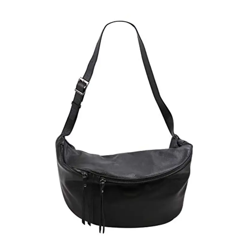 SH Leder Daniela G768 - Borsa da donna unisex in vera pelle, 49 x 28 cm, Nero, Grande miniatura 2