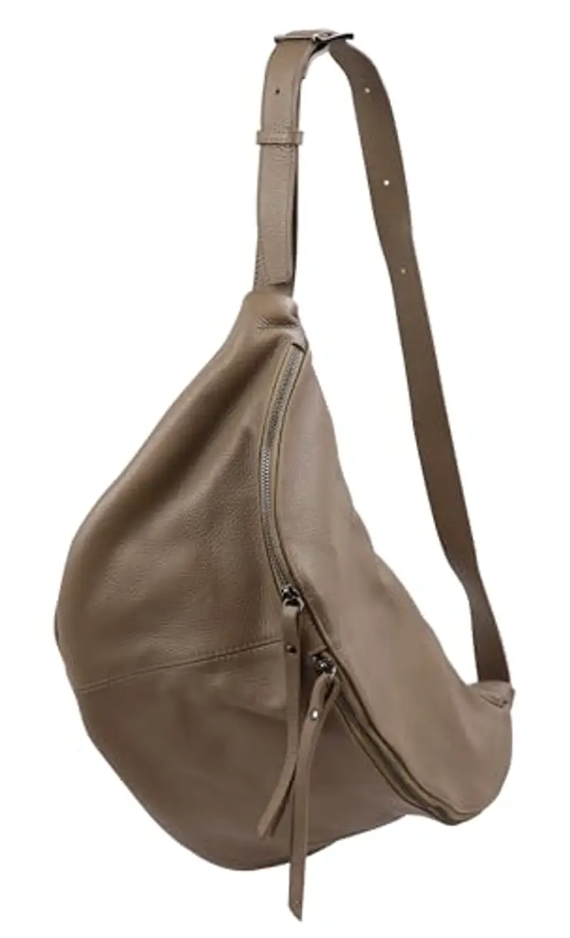 SH Leder Daniela G768 - Borsa da donna unisex in vera pelle, 49 x 28 cm, Tortora scuro, Grande, Taschino