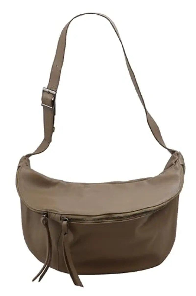 SH Leder Daniela G768 - Borsa da donna unisex in vera pelle, 49 x 28 cm, Tortora scuro, Grande, Taschino miniatura 2