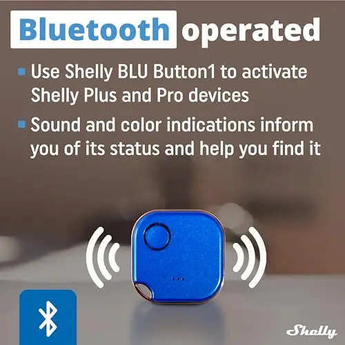 Shelly Blu Button 1 Blu, pulsante smart, Bluetooth, Attivazione di azioni e Scene, Chiudi/Apri o spegnere/Accendere miniatura 2