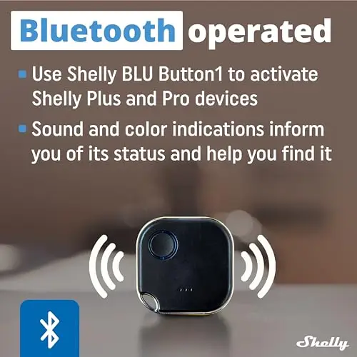 Shelly Blu Button 1 Nero, pulsante smart, Bluetooth, Attivazione di azioni e Scene, Chiudi/Apri o spegnere/Accendere miniatura 2