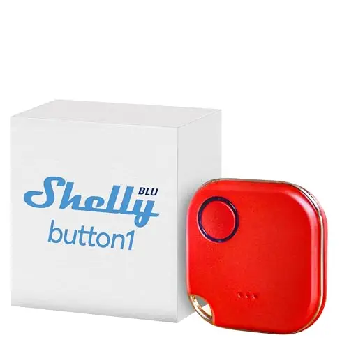 Shelly BLU Button 1 - Rosso, Pulsante d'azione e di Scena Bluetooth, Domotica, App iOS Android, Hub Non Richiesto,