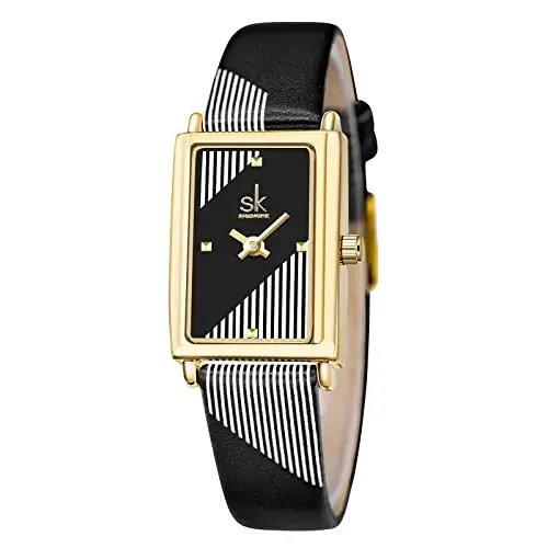 SHENGKE Orologio da donna con cassa rettangolare al quarzo con cinturino in maglia milanese in acciaio inossidabile miniatura 2