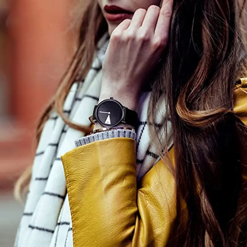 SHENGKE Orologio da donna minimalista Cinturino in pelle ultrasottile Orologio da donna al quarzo moda impermeabile miniatura 3