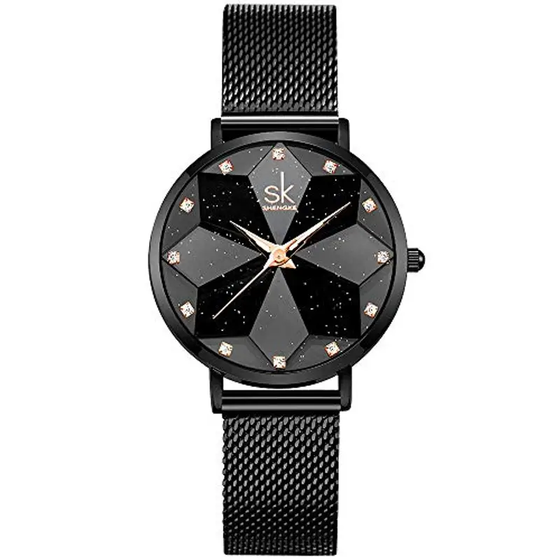 SHENGKE Orologio stellato Orologio Analogico Classico Quarzo da Donna con Cinturino in Acciaio Inox