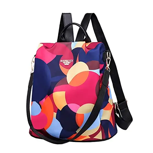 shepretty Zaino Donna antifurto Borsa Tracolla Colorato Zainetto Viaggio Daypack zaino donna scuola, rainbow
