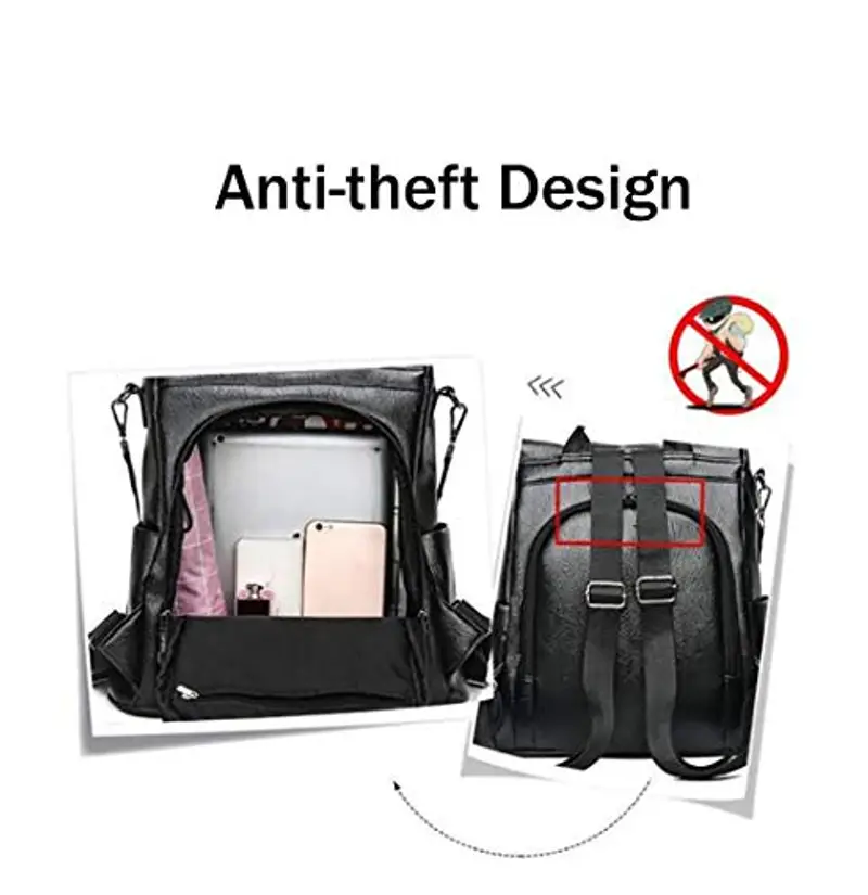 shepretty Zaino Donna antifurto Borsa Tracolla Zainetto Viaggio, 8864-f miniatura 2