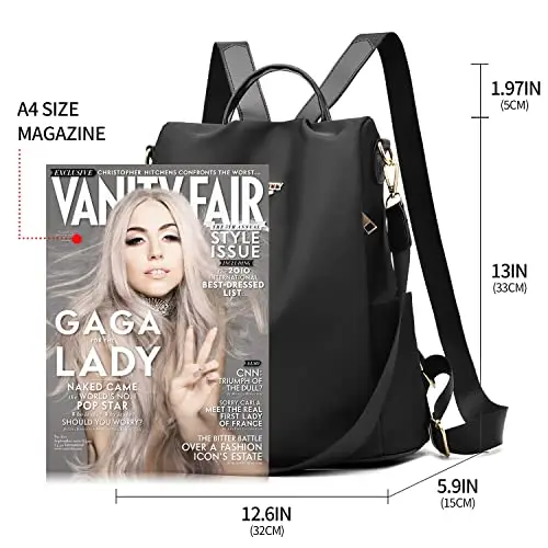 shepretty Zaino Donna antifurto Borsa Tracolla Zainetto Viaggio Daypack zaino donna scuola, 8864Nero miniatura 3