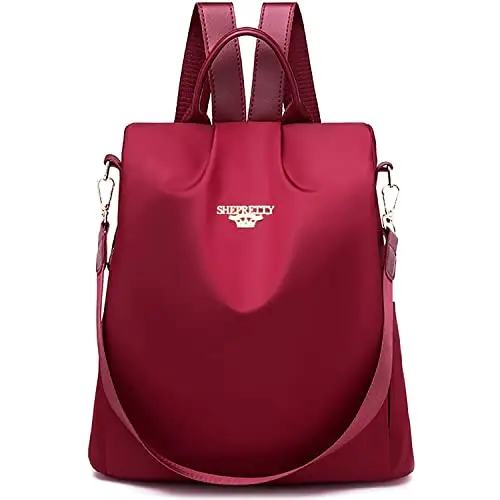 shepretty Zaino Donna antifurto Borsa Tracolla Zainetto Viaggio Daypack zaino donna scuola,8864Rosso