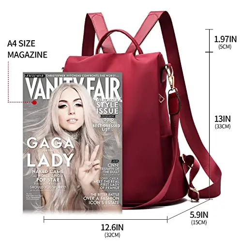 shepretty Zaino Donna antifurto Borsa Tracolla Zainetto Viaggio Daypack zaino donna scuola, 8864Rosso miniatura 3