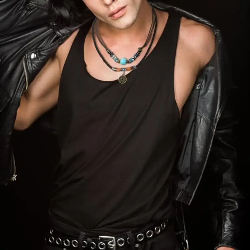 SHIEAGLELD Collana Uomo, Collana Intrecciata in Pelle, Collana con Pendente da Donna perline di etnico stile bohémien vintage Collana, Lunghezza Regolabile Con Esclusivo Portagioie miniatura 2