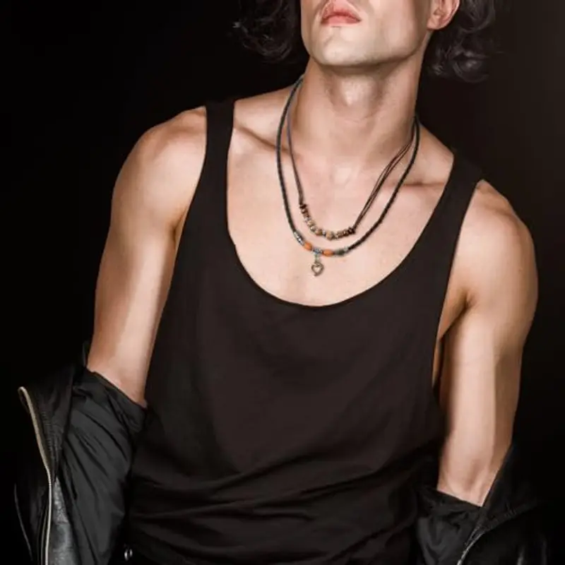 SHIEAGLELD Collana Uomo, Collana Intrecciata in Pelle, Collana con Pendente da Donna perline di etnico stile bohémien vintage Collana, Lunghezza Regolabile Con Esclusivo Portagioie miniatura 2