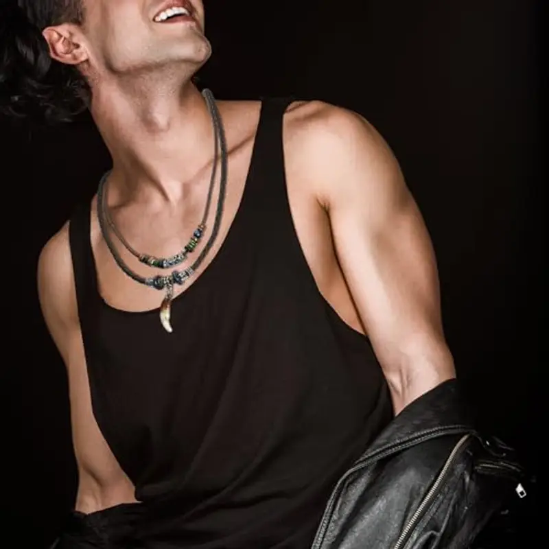 SHIEAGLELD Collana Uomo, Collana Intrecciata in Pelle, Collana con Pendente da Donna perline di etnico stile bohémien vintage Collana, Lunghezza Regolabile Con Esclusivo Portagioie miniatura 2