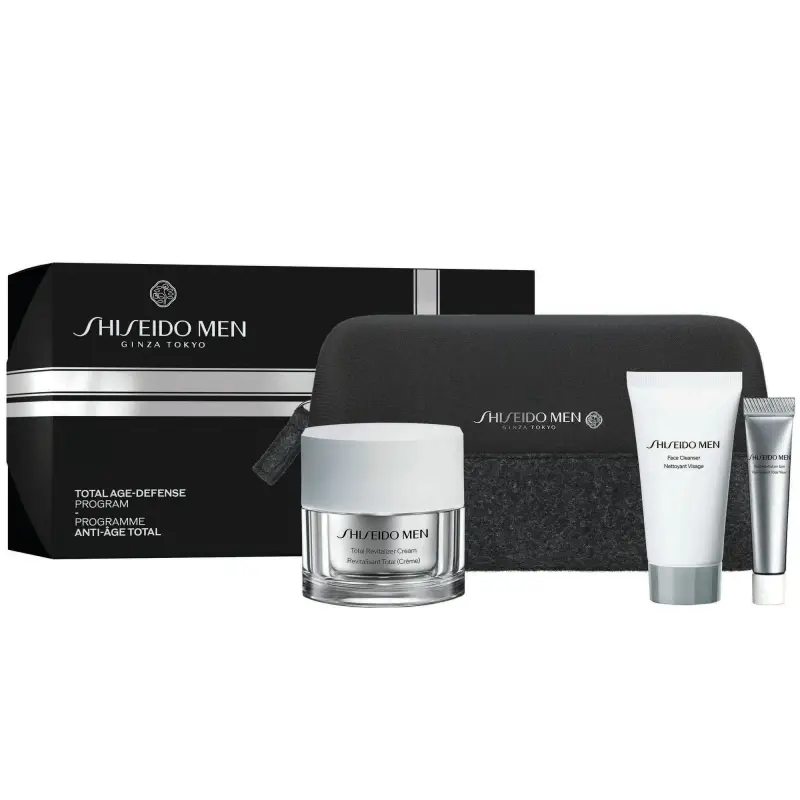 Men Shiseido Men Pouch Set - Trattamento antietà pelli mature,Crema antirughe,Cofanetti regalo per lui