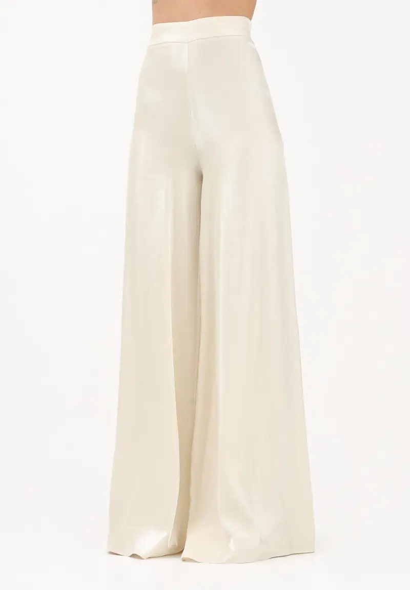 Pantalone a palazzo crema da donna
