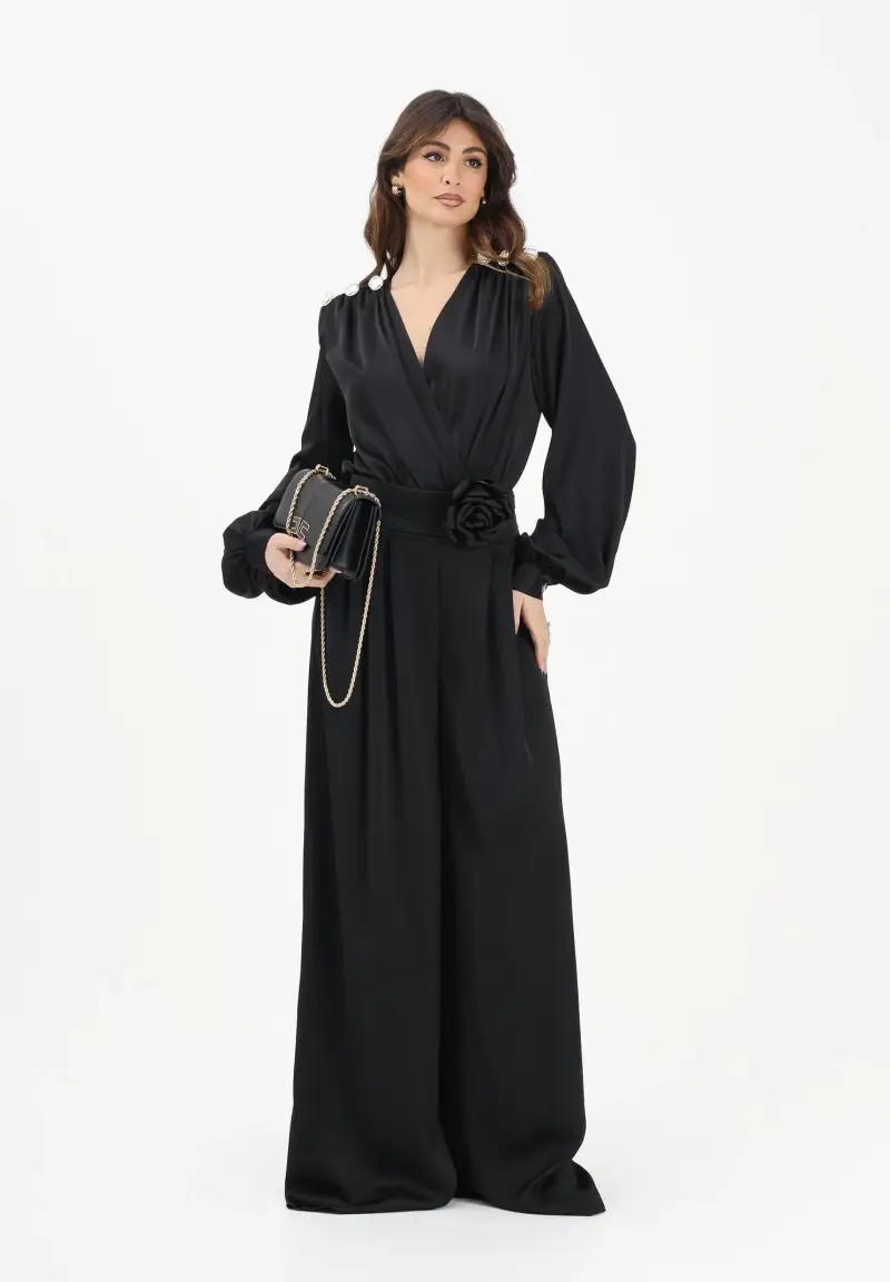 Pantalone elegante a palazzo nero da donna miniatura 2