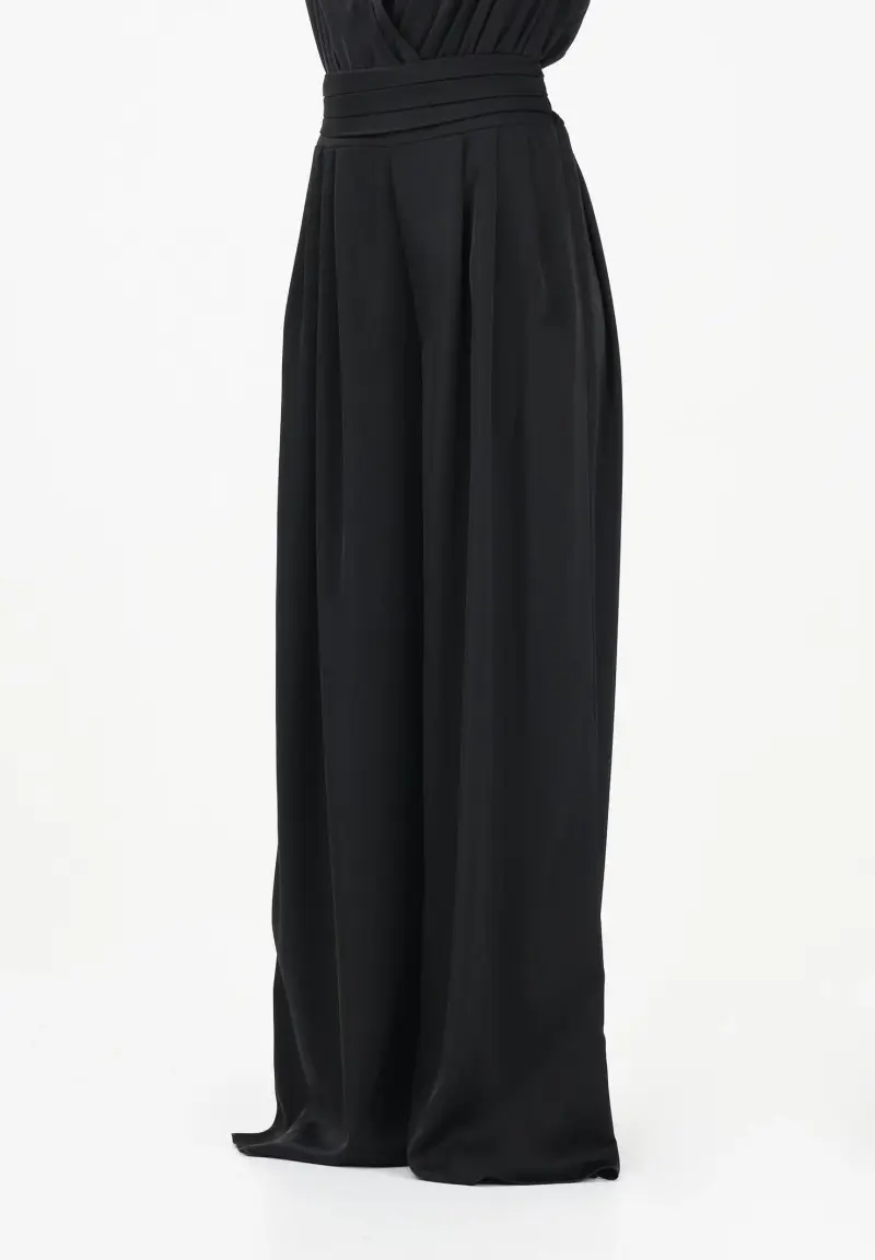 Pantalone elegante a palazzo nero da donna