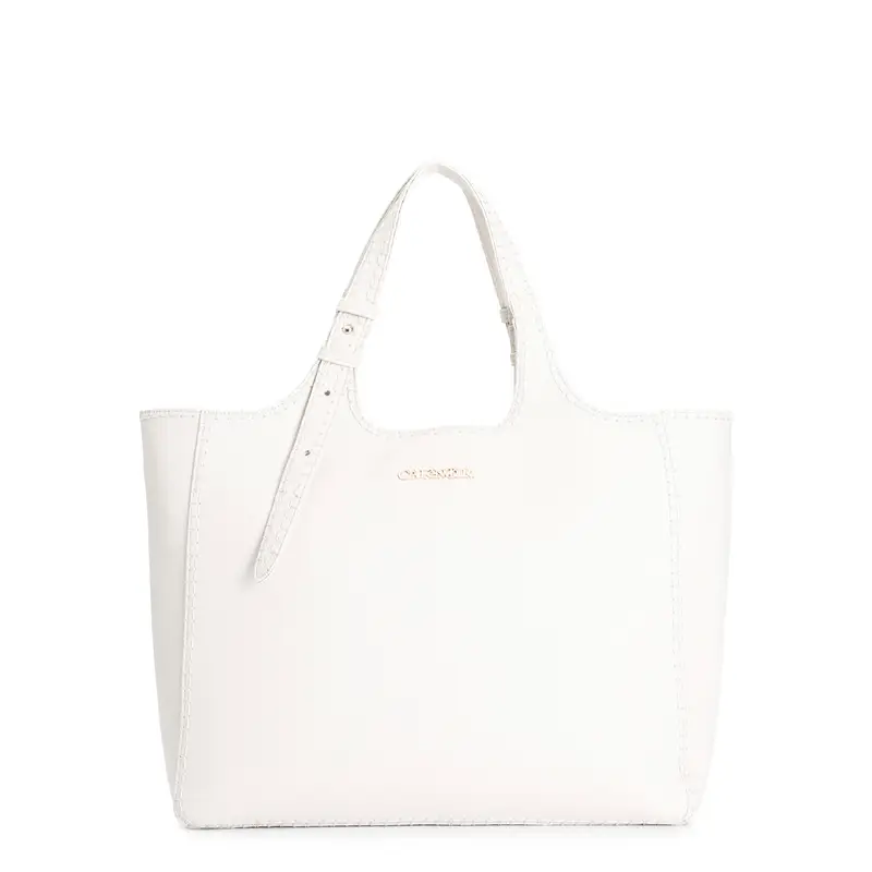 shopping bag con motivo di infilatura e tracolla regolabile burro