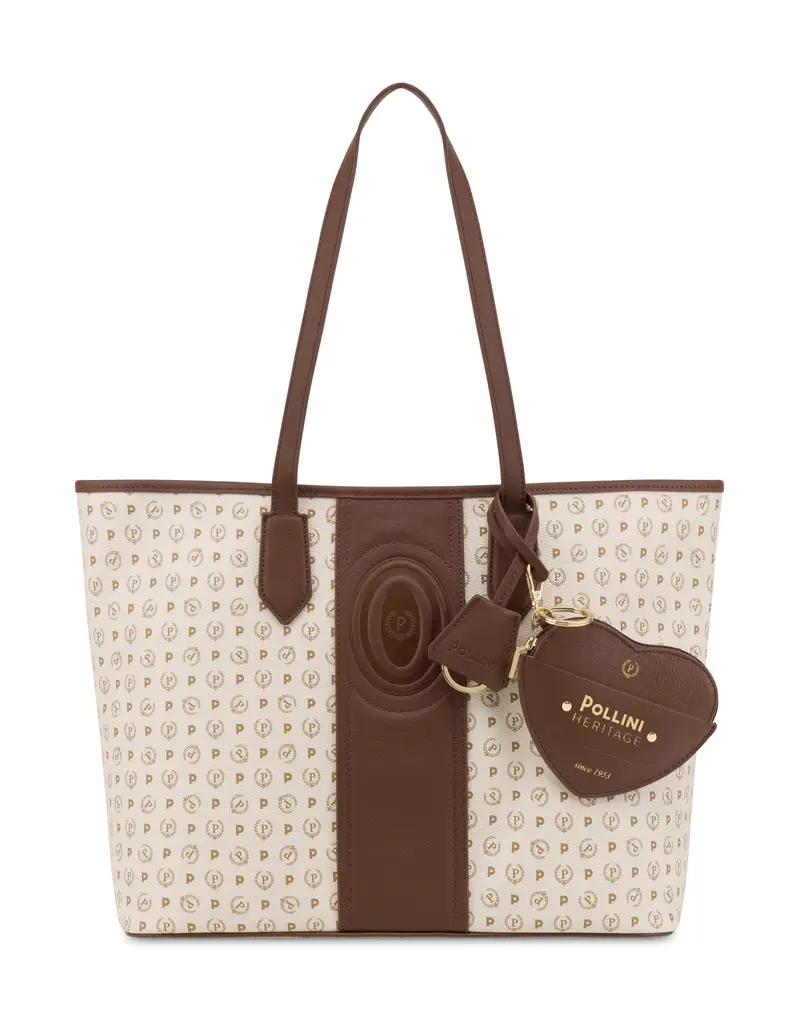 Shopping bag Heritage 70 AVORIO/MARRONE., one_size, Pollini