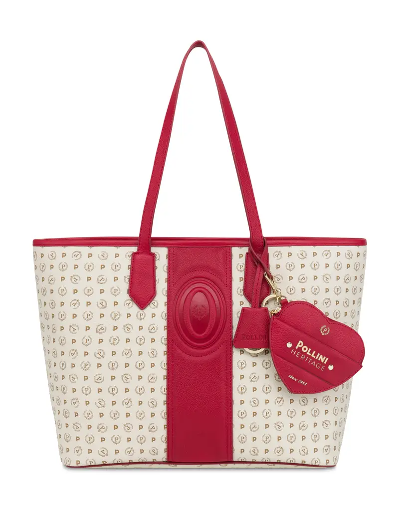 Shopping bag Heritage 70 AVORIO/ROSSO., one_size, Pollini