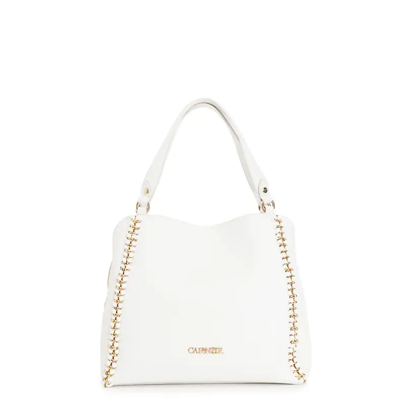 shopping con catena ed infilatura bianco taglia unica