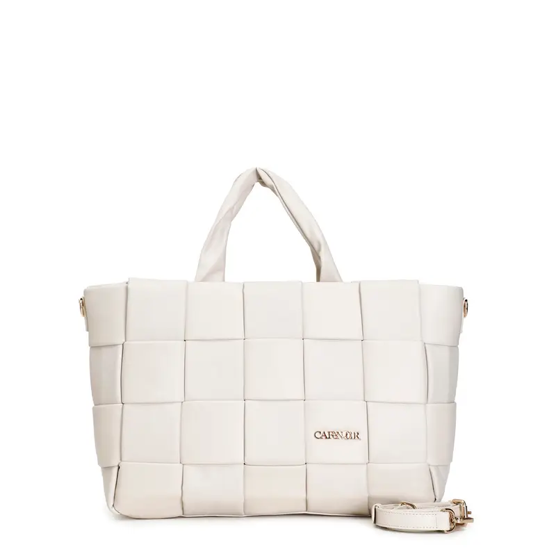 shopping con intreccio grande e chiusura con zip gesso taglia unica