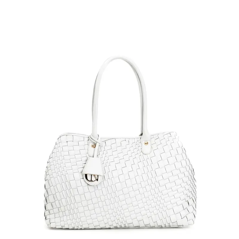 shopping con intreccio irregolare e logo cafènoir perla taglia unica