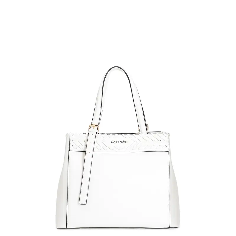 shopping con motivo di infilatura e tracolla regolabile con fibbia bianco taglia unica