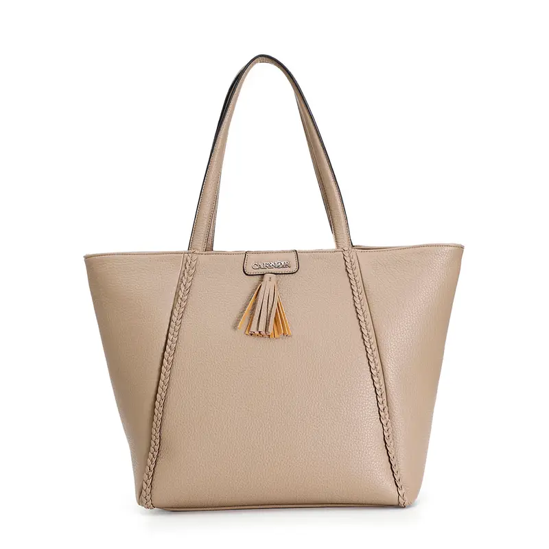 shopping con trecce e nappe beige taglia unica