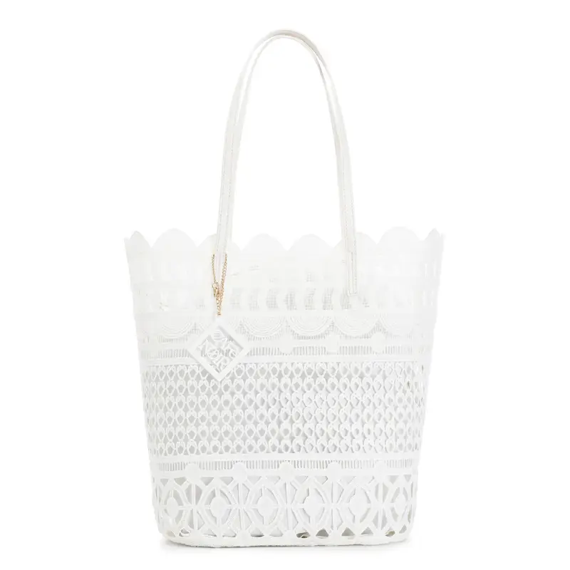 shopping in pizzo con charm bianco taglia unica